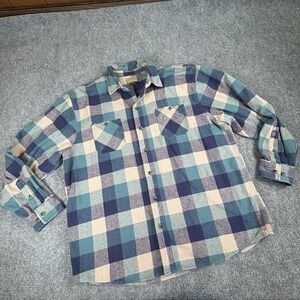 C.E. Schmidt Shirt Men 2X Blue Plaid Workwear‎ Flannel Grunge Outdoor Lumberjack